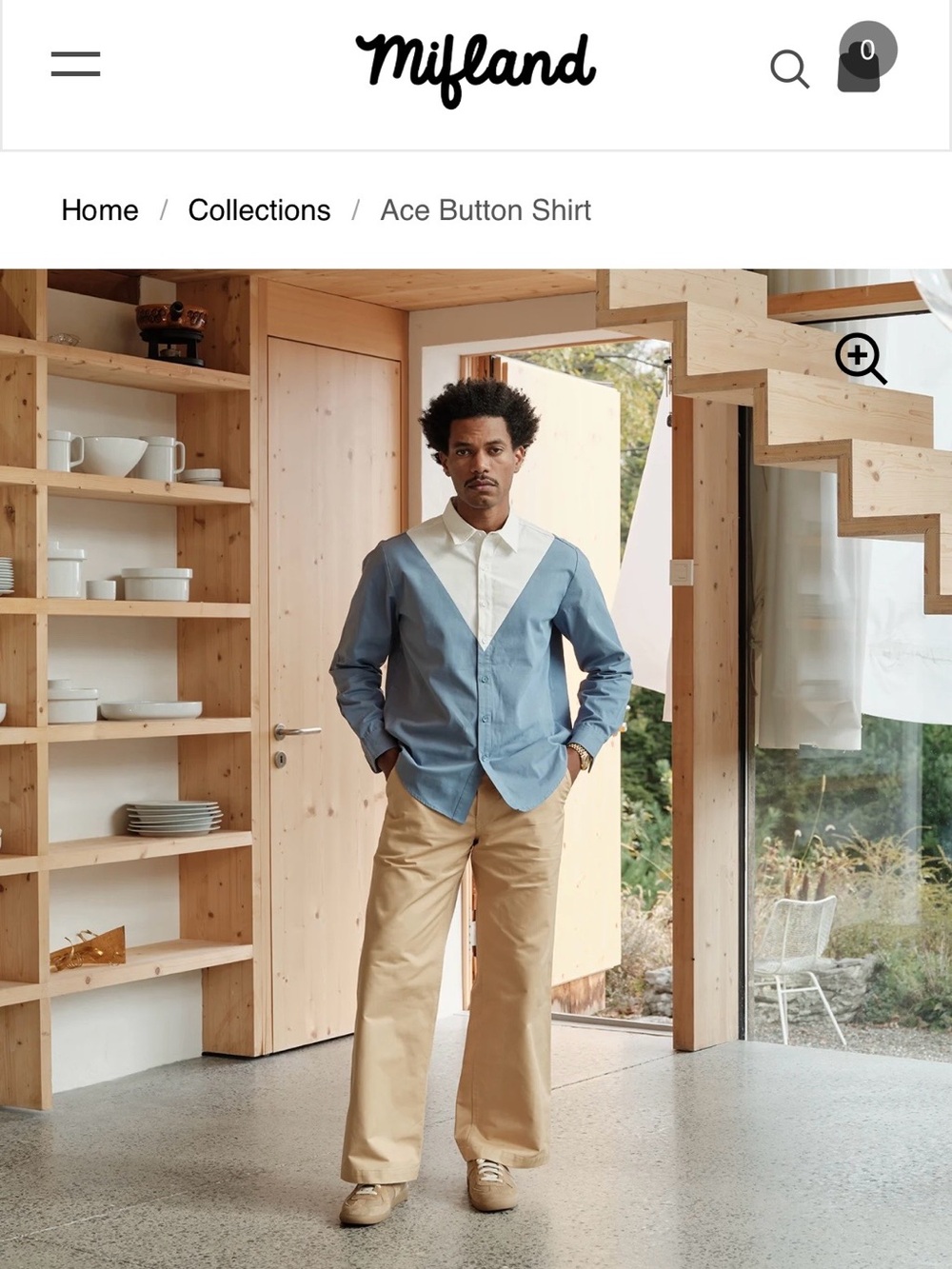 Mifland Ace Colorblock Button-Down Shirt in Blue and White - Size S